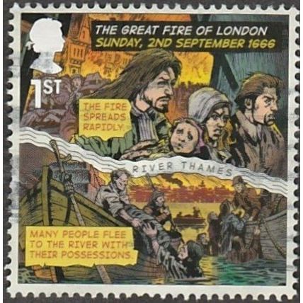 2016 Great Fire of London 1st Value.. People Flee Across River. Fine Used