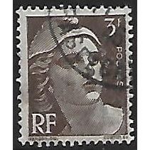 Mi 689: 3 Fr. deep brown Definitive Stamp: Marianne de Gandon.