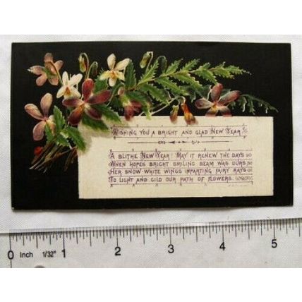 Vintage: Happy New Year card - violets