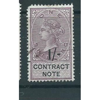 victoria 1/- fiscal contact note revenue pen used corner blnt.