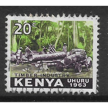 KENYA 1963 INDEPENDENCE 20c TIMBER INDUSTRY SG 4 FINE USED#2