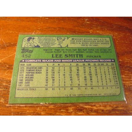 1982 Topps, LEE SMITH RC, HOF, Cubs #452