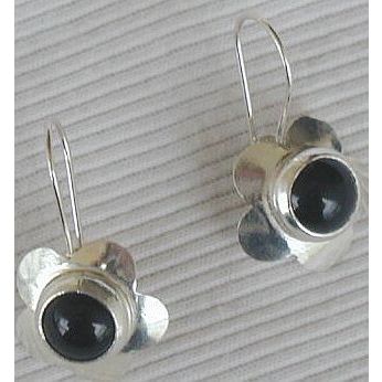 Black flowers earrings
