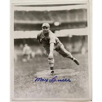 Max Lanier (d. 2007) Signed Autographed Vintage Glossy 8x10 Photo Cardinals