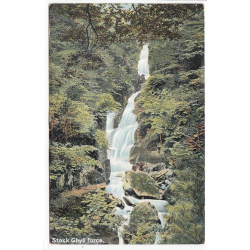 Stock Ghyll Force Waterfall Ambleside Cumbria Reliable Series Postcard