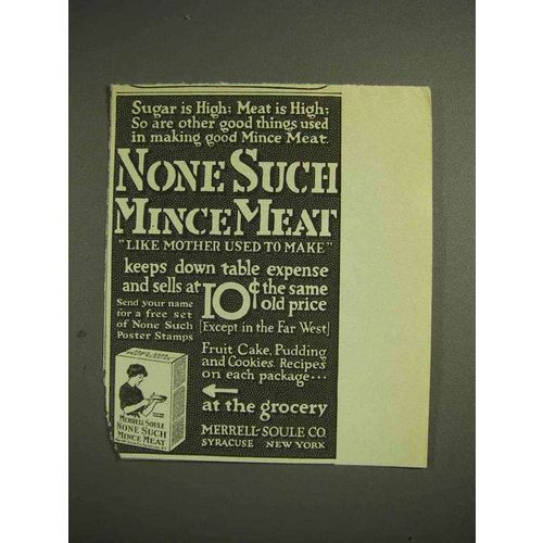 1914 Merrell-Soule None Such Mince Meat Ad - Sugar is High
