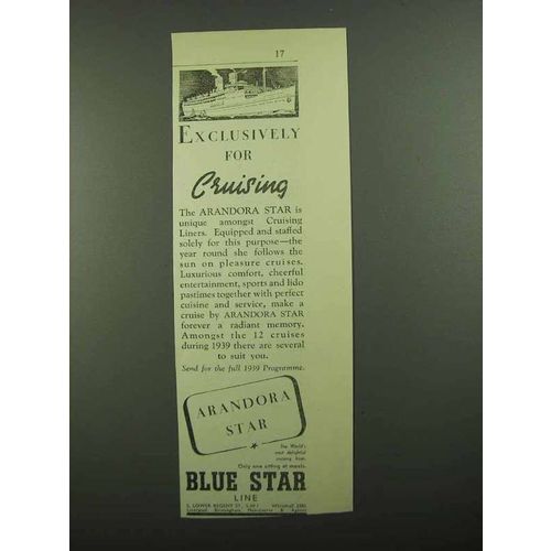 1939 Blue Star Line Andora Star Cruise Ad - Exclusively