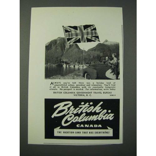 1948 British Columbia Canada Tourism Ad