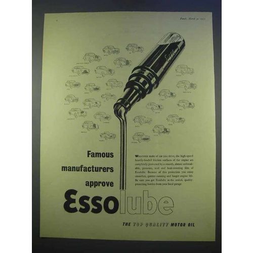 1955 Esso Lube Motor Oil Ad - Manufacturers Approve