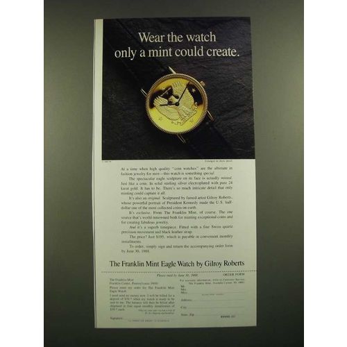 1988 The Franklin Mint Eagle Watch Ad - Only a Mint