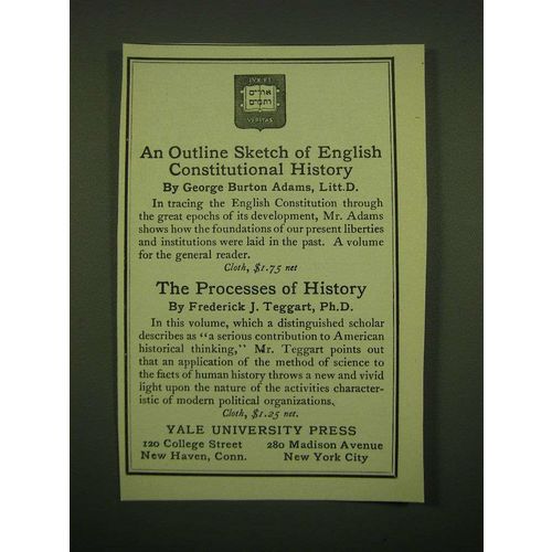1918 Yale University Press Ad - sketch of English Constitutional History