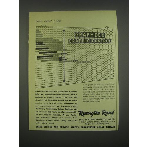 1949 Remington Rand Graphex Graphic Control Ad - Graphdex graphic control