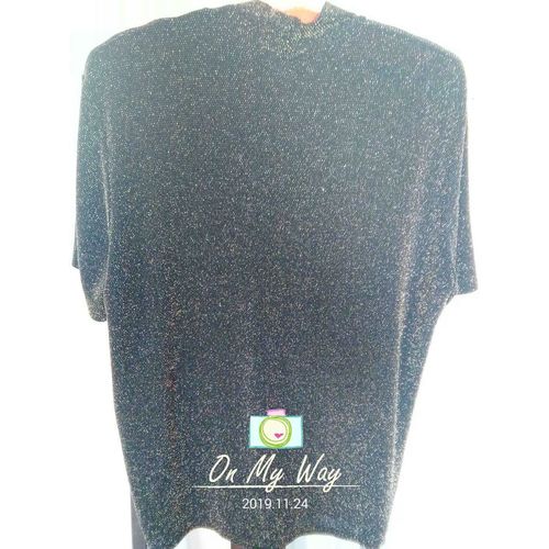 Dressbarn Women, Top, 2xL, Short Sleeve, Black w/Gold Metallic Flecks