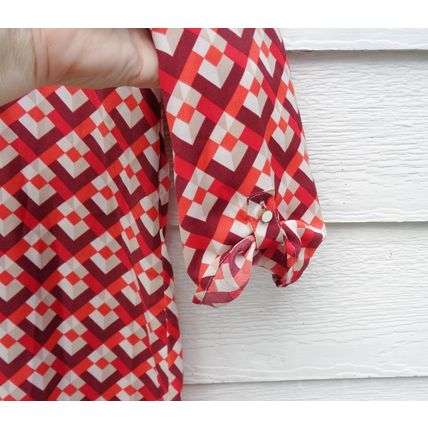 Womens Worthington 2X Reds Geometric Satin Tops Dressy Blouse