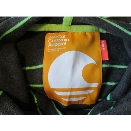 SoulCal California Apparel hoodie. Grey, green stripes. Size 8