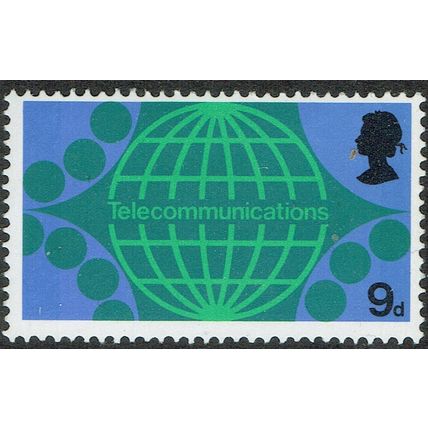 1969 Post Office Technology 9d Emerald Blue and Black SG809 UM