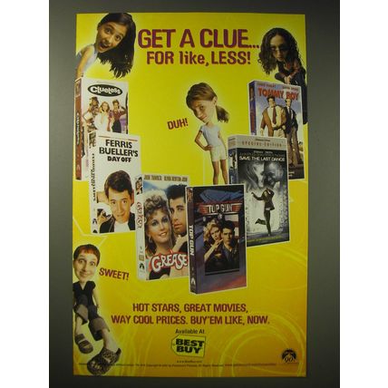 2002 Best Buy Movies Advertisement - Clueless, Grease, Top Gun
