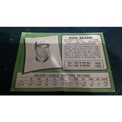 1971 Topps Card # 304 Ron Brand Good (2) Montreal Expos