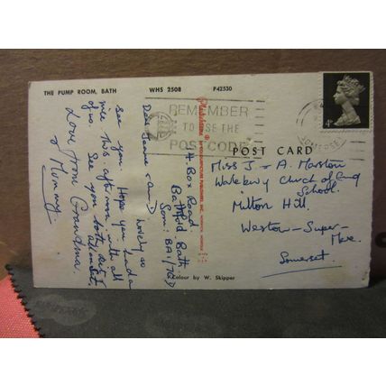 THE PUMP ROOM, BATH. SOMERSET. used vintage postcard 1966 pm #