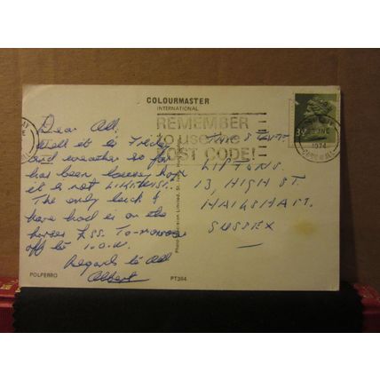 POLPERRO, CORNWALL used postcard Colourmaster 1974 pm =