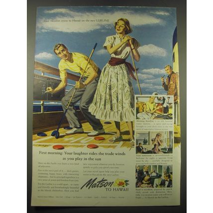 1948 Matson Cruises Ad - First morning: Your laughter rides the trade winds