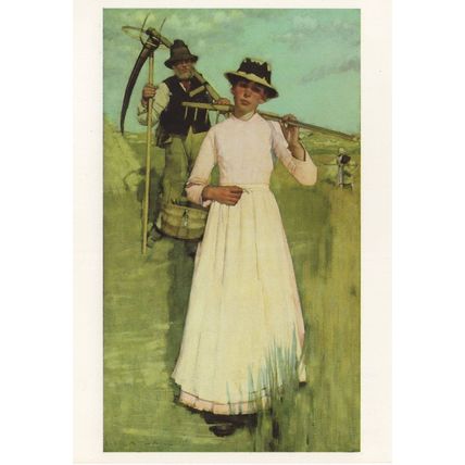 Henry Herbert La Thangue Return Of The Reapers Painting Postcard