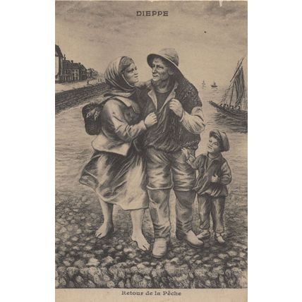 Dieppe Retour De Peche French Fishermen WW1 War Postcard