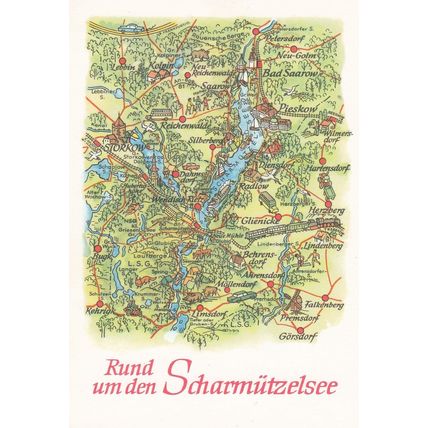 Rund Um Den Scharmutzelsee Wendisch Storkow Gorsdorf German Karte Map Postcard