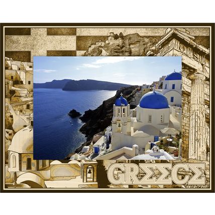 Greece Laser Engraved Wood Picture Frame Landscape (3 x 5)