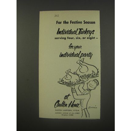 1956 Ritz-Carlton Carlton House Hotel Ad - For the festive season