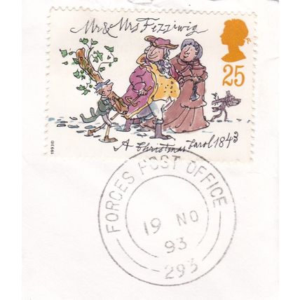 GB 1993 Mr & Mrs Fezziwig FU SG 1791 Forces Post Office 293 cancel on piece VGC