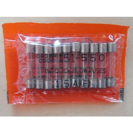 15A 250V 1.25” 32mm Quick Blow Fuses, Farnell Pack of 10 New Old Stock