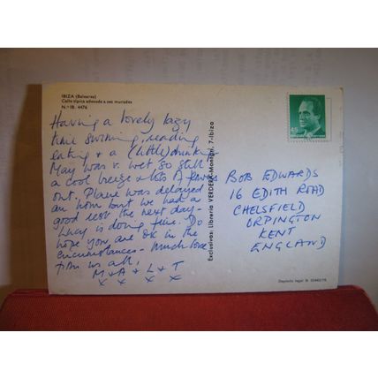 LOCAL HOUSING, IBIZA, SPAIN used postcard #