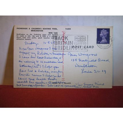PROMENADE & BOAT POOL, BRIDLINGTON, YORKSHIRE , used vintage postcard. 1968 pm =