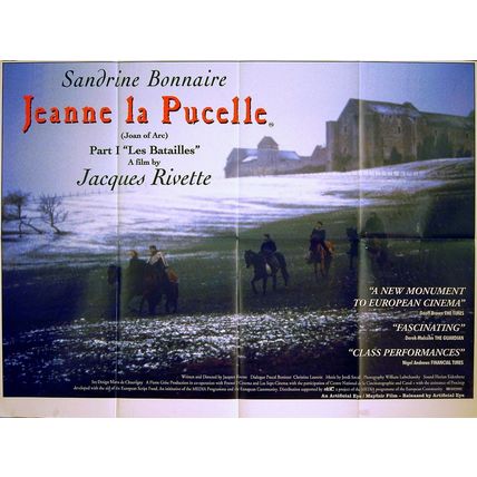 JEANNE LA PUCELLE: LES BATAILLES 1994 Sandrine Bonnaire JOAN OF ARC UK POSTER