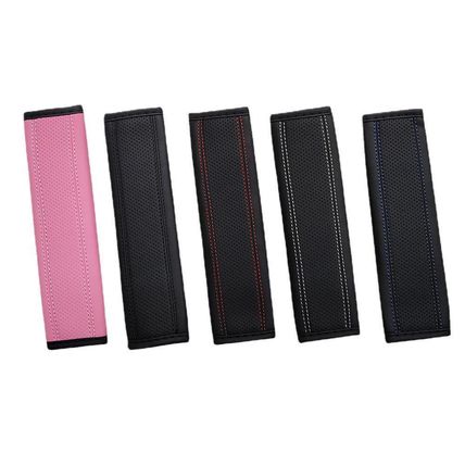 Strap Pad Shoulder Comfort Cushion Harness 2PCS PU Leather Car Seat Belt Cover