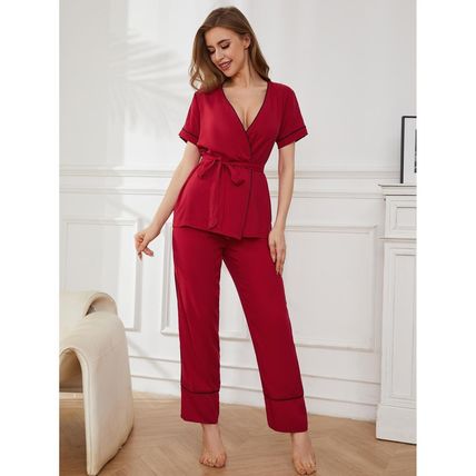 sleeping bathrobe home suit Pajama women's cardigan short sleeved