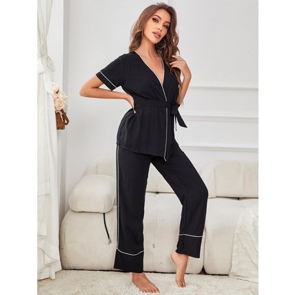 sleeping bathrobe home suit Pajama women's cardigan short sleeved