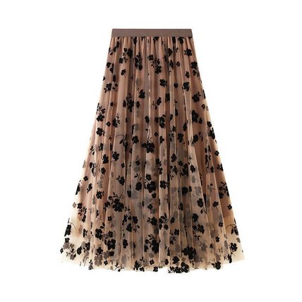New Mesh Skirt Summer Women's Mid-Length Pleated Skirt