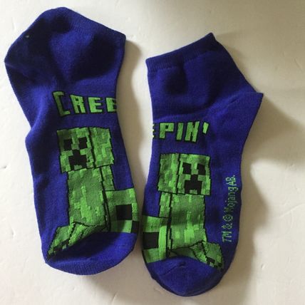 Boy's Minecraft Red Blue & Green Low Cut Socks Shoe Size 3-10 Socks