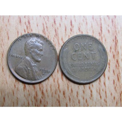 1950d USA 1 Cent Lincoln Wheat Coin