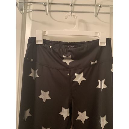 Live Love Dream Women's Silver Star Theme Yoga Leggings Pants Black Size XL