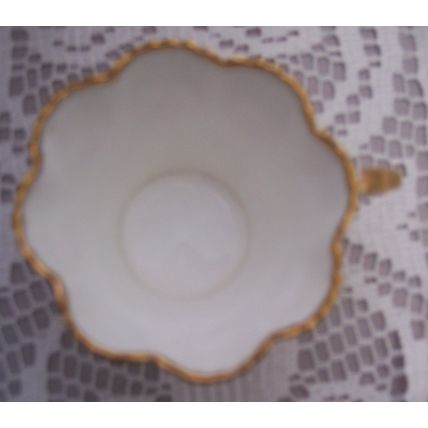 Salisbury Bone China DO 1920 Fluted Teacup Saucer Pink & Blue Flowers Gold Trim