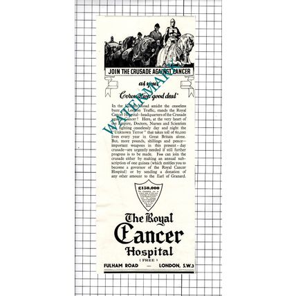 The Royal Cancer Hospital Fulham Road London Appeal Advert - 1937 Cutting
