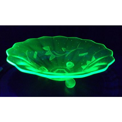Rare Uranium Glass Art Deco "Mathilde" Bowl Walther & Sohne.