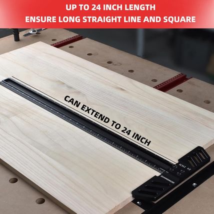 Woodworking T-Square 24 Inch Aluminum Alloy T Square Ruler 1/32" Hole Scrbing Gu