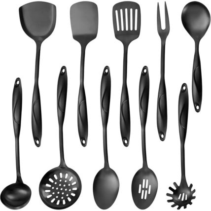 304 Stainlss Steel Kitchen Utensils Set, 10 Pcs Metal Cooking Utensil, Matte Kit