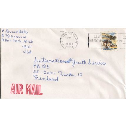 ZAYIX - United States Air Mail 1979 31c Wright Brothers - Michigan to Finland