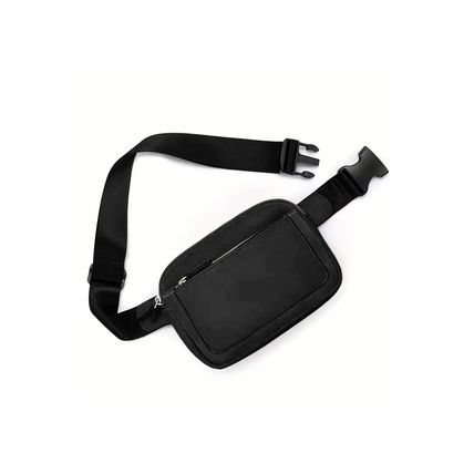 Black Minimalist Multi-zipped Crossbody Bag