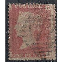 1858 SG43 1d Red Plate 89 Good/Fine Used Check Letters "RA".